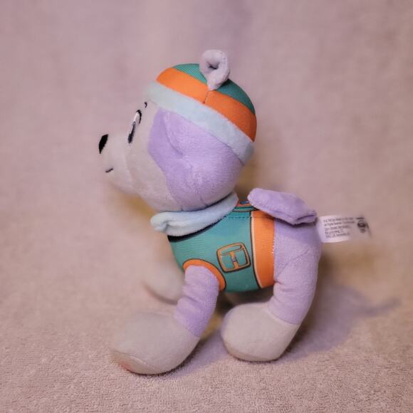 Paw Patrol EVEREST Plush 7” Spin Master 2015 Purple Gray Dog w/ Orange Green Hat - Picture 2 of 6